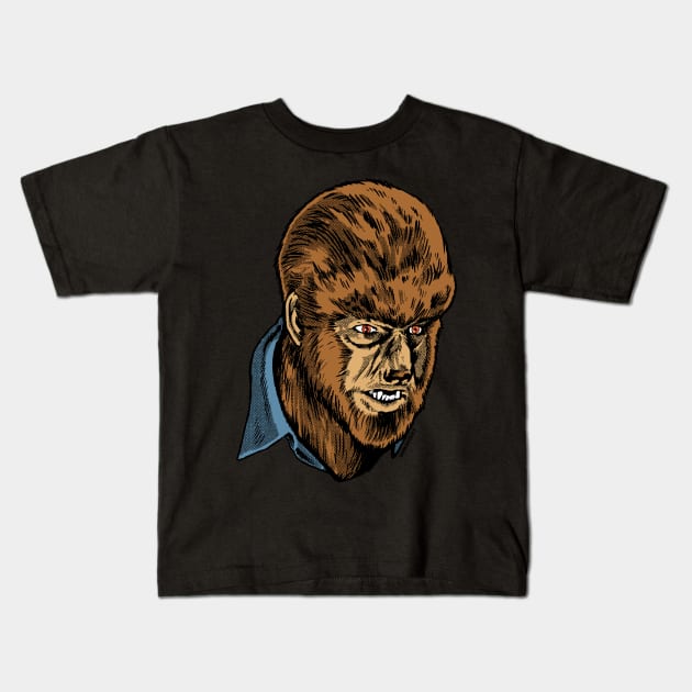 WOLF MAN Kids T-Shirt by Dark & Sticky